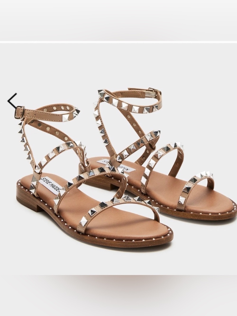 Steve Madden Nude/Tan Studded Ankle-Strap Sandals STEVE MADDEN TRAVEL SANDAL TAN
